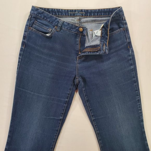 Michael Kors Jeans Women Size 10 Blue Stretch Denim Dark Wash Flare Leg Casual - Picture 6 of 16